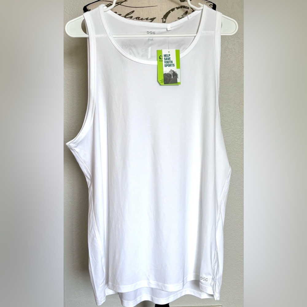 DSG Men's +50 UV Protection Moisture Wicking White Running Tank Top L & XL NWT